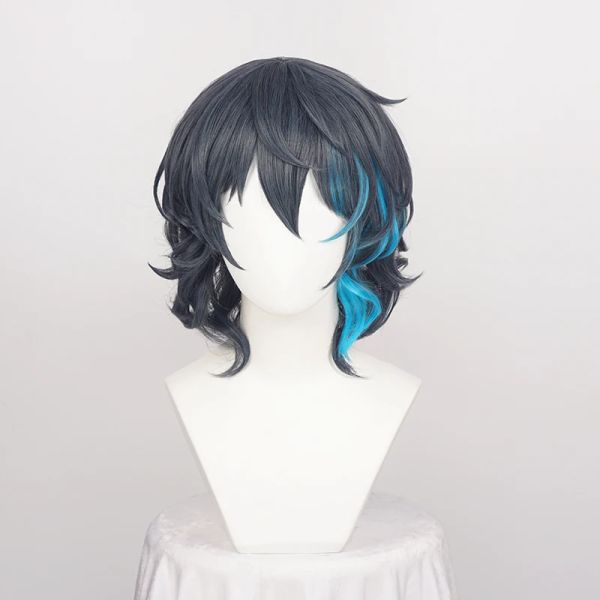 Parrucche Ensemble Stars Tsumugi Aoba parrucca sintetica del costume cosplay parrucca riccia resistente al calore + cappuccio parrucca gratuito