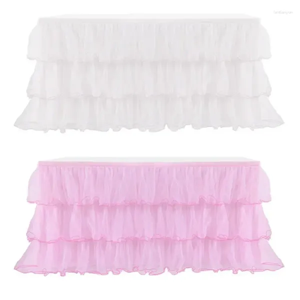 Saia de mesa 3 camadas plissadas tule plissado tutu roupas decoração de chá de bebê