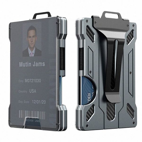 Portafoglio per uomo Porta carte da esterno Pratico tattico Magsafe Alluminio Fi Mini Smart Magic Portafoglio può contenere 15 carte 79RB #