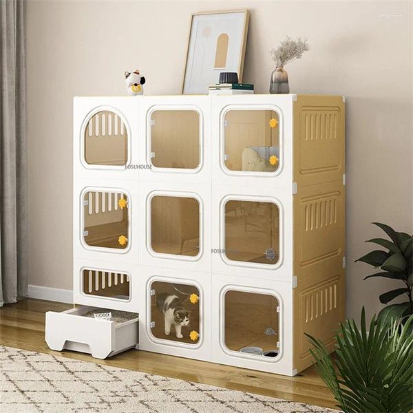 Trasportini per gatti Home Gabbia Casa Villa di lusso Lettiera Toilette Integrata Moderna Armadietto per piccoli appartamenti Forniture per animali domestici Z