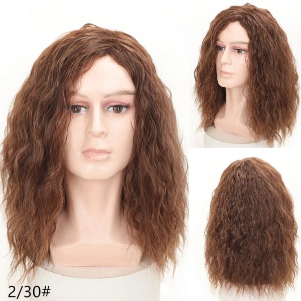 Perücken Oucey Curly Hair Synthetic Perücken für Männer cosplay Perücken Mann schwarz braun synthetischer Perücke Hochwertiger flauschiger Nachtclub