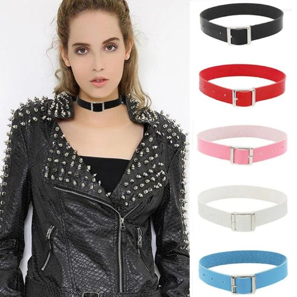 Girocollo 40 cm x 1,8 cm braccialetto unisex sexy punk moda ecopelle lega collare rock collana con coppia