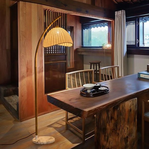 Betadão wabi sabi lona tons led lump lâmpada nórdica bambu design metal piso luz nórdica minimalismo