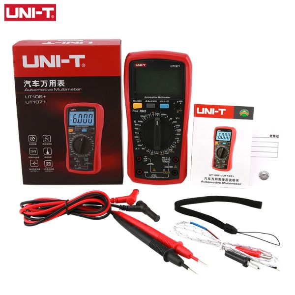 Uni-T Digital Automotive Multimeter CAR UT105+ UT107+ AC ток тока тока тестирования Voltmeter Compacimeter Tempertement Темпера