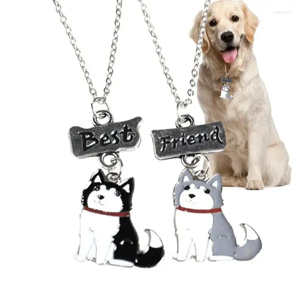 Hundehalsbänder, Tag-Halskette für Frauen, 2 Stück, Cartoon-Hunde, Katzen tragen einzigartige Anhänger, tägliches Reisen, Dating