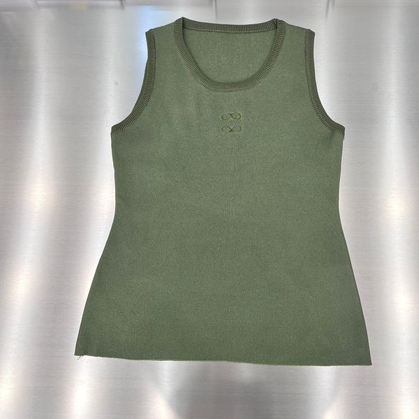 Designer bordado feminino tanques singlet luxo malha branco verde regatas verão casual diário casual malhas t