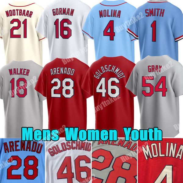 Benutzerdefinierte Nolan Arenado Paul Goldschmidt Baseball Jersey Brandon Crawford Willson Contreras Lars Nootbaar Albert Pujols Molina Cardinal Sonny Gray Lance Lynn Gorman