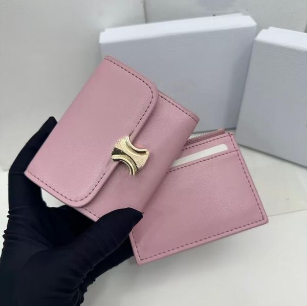 Moda designer carteiras de couro luxo titular do cartão de crédito bolsa sacos dois-em-um hardware de ouro feminino de bolsas de moedas zippy