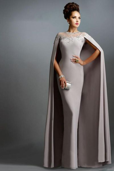 Saudi-Arabien Meerjungfrau mit Cape Spitze Mutter der Braut Kleider Party Plus Size Ballkleider für Braut Gast Kleid8011797