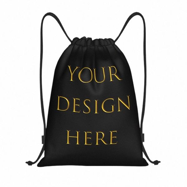 Personalizado Sua Foto Logotipo Texto Impressão Cordão Mochila Ginásio Esporte Sackpack Portátil Seu Design Aqui DIY Shop Bag Sack h1UB #