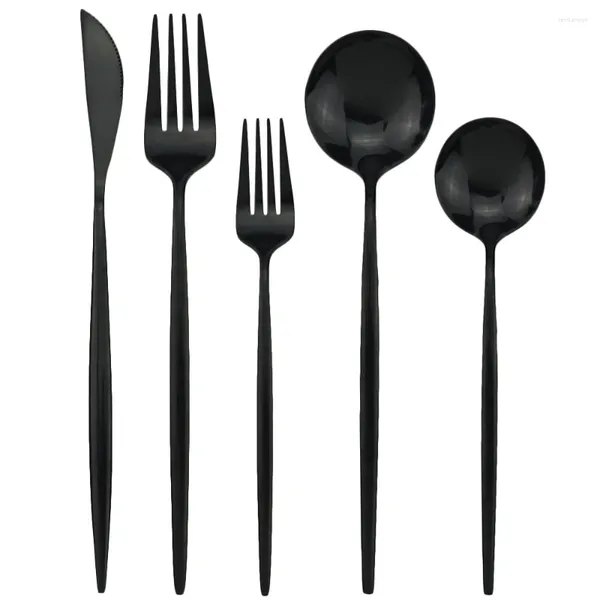 Set di posate 4 set/6 set/10 set Set oro Posate rosa Specchio Stoviglie in acciaio inossidabile 304 Stoviglie da cucina Forchetta da dessert Cucchiaio