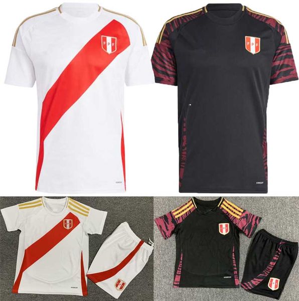 2024 Peru Futebol Jerseys Home Away PIZARRO FALFAN GUERRERO SOLANO FLORES CUBILLAS LAPADULA LUIS LBERICO Homens Crianças Menino Crianças 24 25 Camisa de Futebol Uniforme
