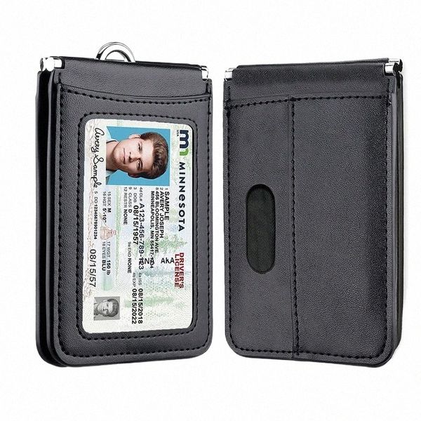 US Top Grade Couro Genuíno ID Badge Holders com Cordão de Pescoço Pessoal Formal Trabalhador de Escritório Suprimentos Ímã Fechado Capa de Cartão de IDENTIFICAÇÃO 770h #