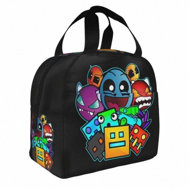 Geometria Cube Gaming D Borsa da pranzo isolata Old School Borsa da pranzo ad alta capacità Ctainer Borsa termica Lunch Box Tote Office Travel D8j4 #