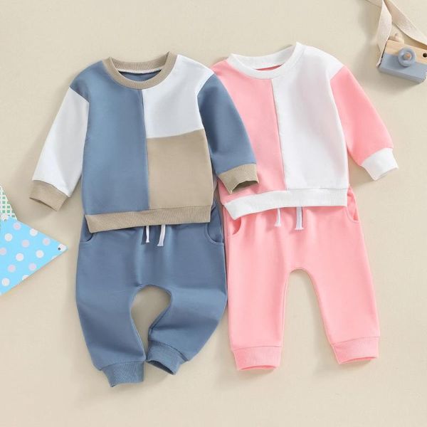 Set di abbigliamento Inverno Autunno Bambini Neonati Tute Casual Felpe a maniche lunghe Pantaloni solidi Set da due pezzi per neonati