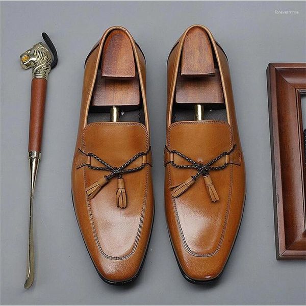 Casual Schuhe 2024 Siriks Handgemachte Fransen Loafers Elegante Schwarz Fahren Quasten Loafer Männer Echtes Leder Freizeit Wohnungen 44