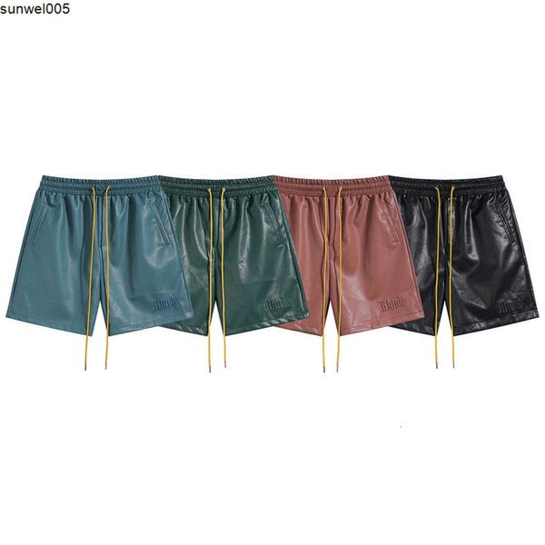 Designer-Shorts verkaufen sich gut.Herbst Neue Rh Mode Marke Amerikanische Gestickte Brief Leder Shorts für Frauen Pu Split Männer