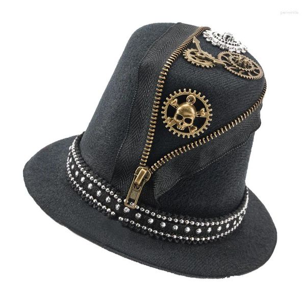 Articoli per feste Steampunk Zipper Mini Cappello a cilindro Gothic Retro Lolita Gears Piccoli costumi di Halloween Fermaglio per capelli Fascinator