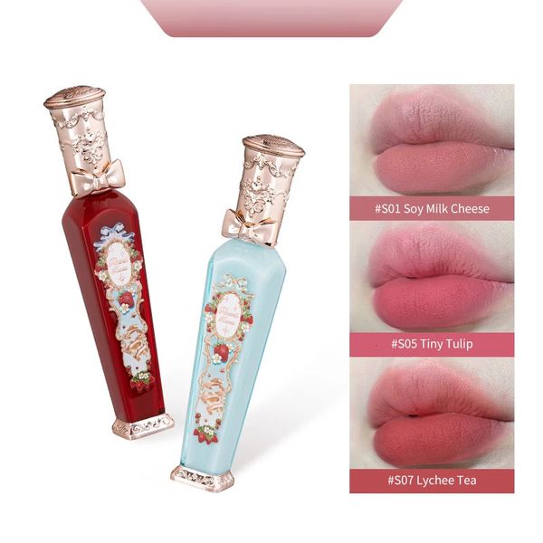 fiore conosce Fragola Rococò Serie Nuvola Crema per labbra Rossetti Donna Bellezza Cosmetico Trucco labbra Facile da indossare Rossetto naturale 240321