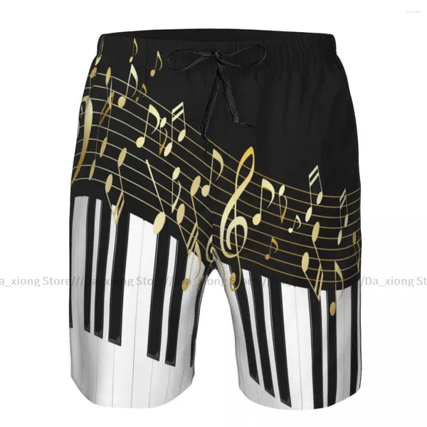 Pantaloncini da uomo Tastiera di pianoforte e note musicali Nuoto ad asciugatura rapida per uomo Costumi da bagno Costume da bagno Costume da bagno da spiaggia