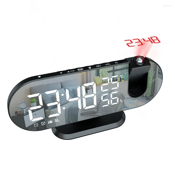 Relógios de mesa criativo digital despertador led projeção com rádio carga usb mesa elétrica acordar decoração de casa