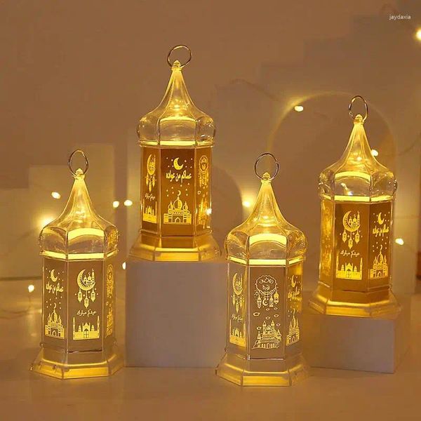 Decoração de festa eid lanterna elétrica lâmpada de vento em forma iluminação de longa duração decorações para casa para peitoris de janela mesa de jantar de cabeceira