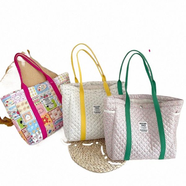 Gesteppte Cott-Tragetaschen für Damen, Handtasche, große gepolsterte Umhängetasche, Baby-Windel-Umstandstasche, Reise-Buch-Stoff-Shop-Tasche Q3FZ #