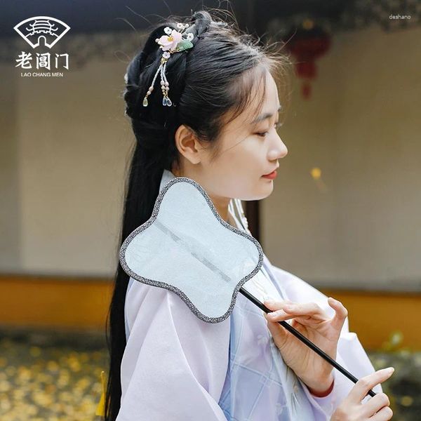 Figurine decorative | Fiori Ventaglio rotondo Antico Hanfu Classico viola Wingceltis Maneggia ogni farfalla di peonia bianca