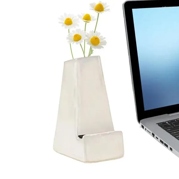 Suporte de smartphone de vasos para mesa 2 em 1 gravação de celular de suporte de telefone com design de vaso
