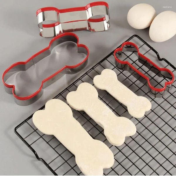 Moldes de cozimento 3 peças PVC Dog Bone Cookie Mold DIY Mão Fondant Bolo Criativo Ferramentas de Aço Inoxidável