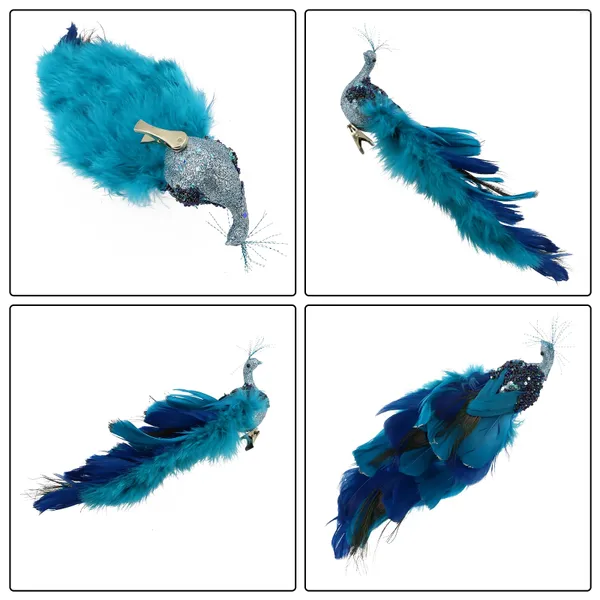 Decorazioni natalizie Artificiale Blu Pavone Piumato Albero Simulazione Uccelli Colore Caratteristiche Uso duraturo Realistico