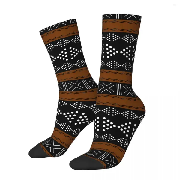 Herrensocken Hip Hop Retro Afrikanisches Muster Verrücktes Unisex Schlammtuch Schlammtuch Bogolan Art Street Style Bedruckte Crew Socke