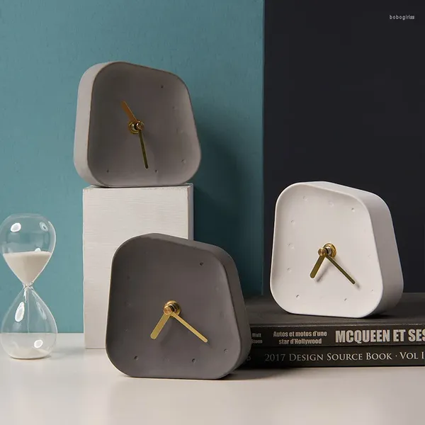 Orologi da tavolo Decorazioni per la casa in stile nordico Semplicità creativa Orologio a forma speciale in cemento Desktop da ufficio Ornamenti moderni Regali di compleanno