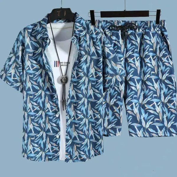 Pantaloncini casual con camicia a fiori a maniche corte dal design di lusso da spiaggia hawaiana ad asciugatura rapida da uomo e da donna leggeri 240328