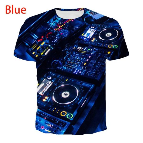 2022 neuer Stil Unisex Night Club DJ Keyboard T-Shirts 3D Print Music Instrument Hip Hop Party DJ Tees Casual Tops XS-5xl