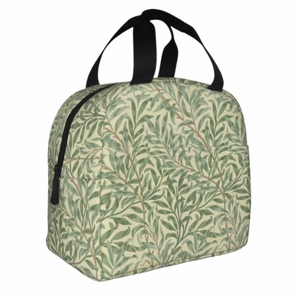 William Morris Willow Boughs Borsa termica per il pranzo Borsa termica per pasti Ctainer Pianta verde vintage Borsa per il pranzo portatile Borsa per alimenti Z2Ex #