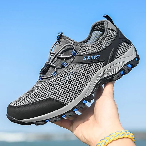 Scarpe estate uomini traspiranti scarpe da trekking per esterni comfort trekking calzature antiskid ha righi di abbigliamento zapatillas hombre moda vendita calda vendita calda