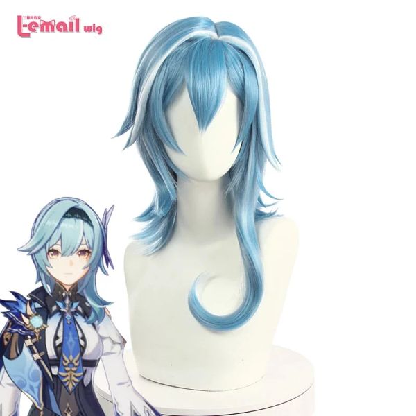 Parrucche parrucca parrucca per capelli sintetici genshin impatto eula cosplay parrucca genshin impatto cosplay blu blu bianco corto peli resistenti al calore