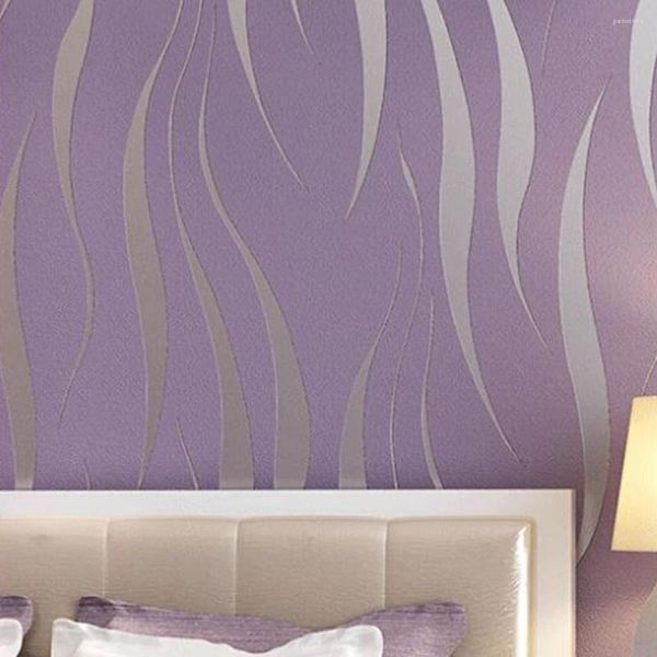 Wallpapers Home Decor Cobrindo Quarto Sofá Não-tecido Em Relevo Sala de estar Moderna TV Fundo Impermeável Moda 3Dstripe Dustproof