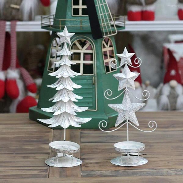 Titulares de vela Tea Light Stand Titular Sparkling Xmas Tree Elk Castiçal Festivo Natal com Base Redonda Estável