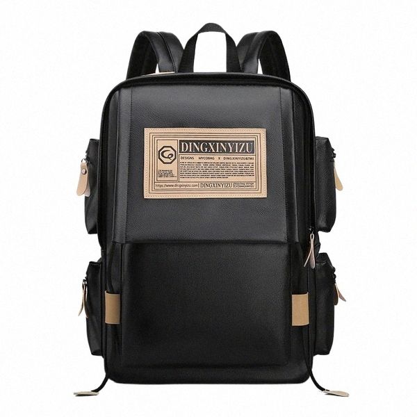Рюкзак из мягкой кожи большой емкости для мужчин F Школьный рюкзак Multifuncti Мужская сумка для ноутбука Водонепроницаемые дорожные сумки r0uj #