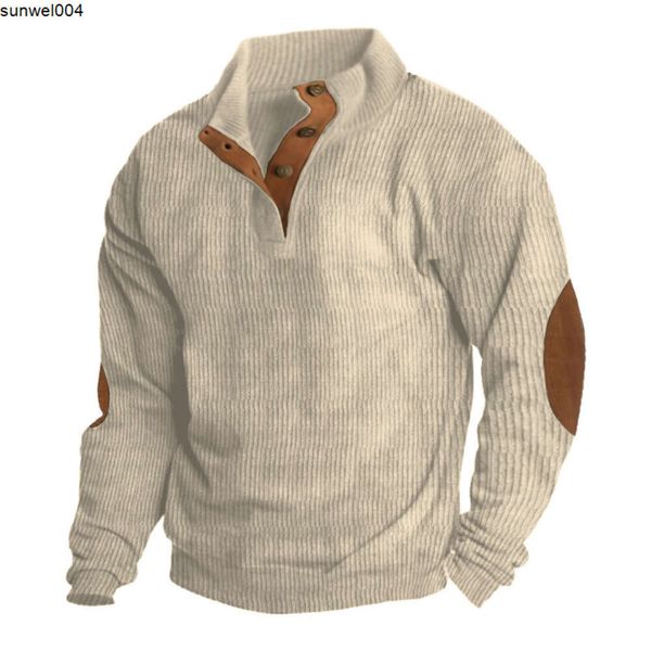 Mens Hoodie Corduroy Külot Henley Gömlek Günlük Uzun Kollu T-Shirt R7TQ