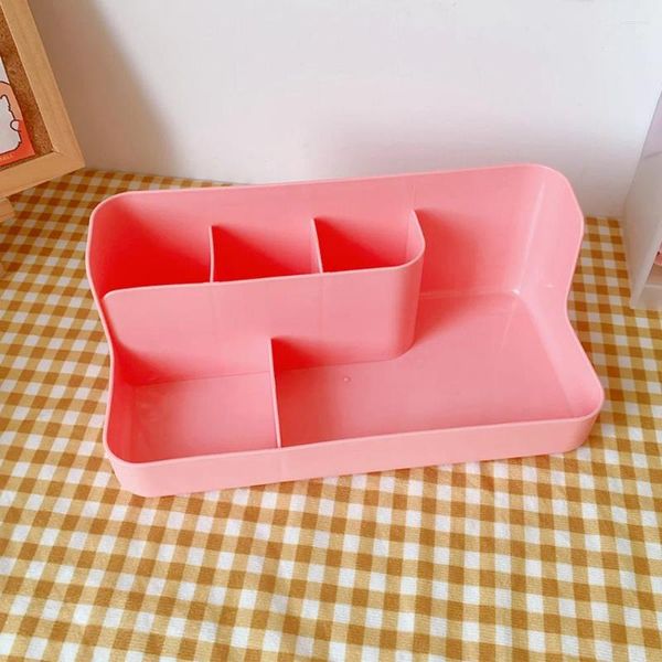 Scatole portaoggetti 2 pezzi portaspazzolino in plastica rosa, organizer da bagno facile da usare, da appoggio con bancone a 5 scomparti