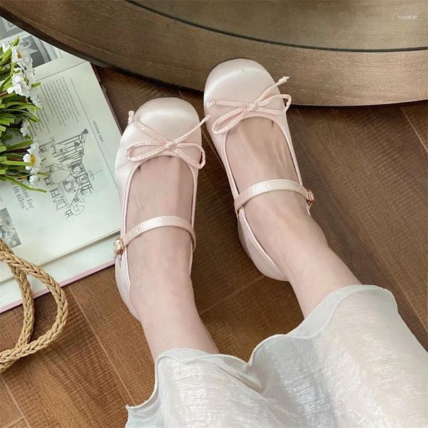 Kleid Schuhe 2024 Frühling Herbst Dicke Ferse Rosa Mary Jane Elegante Bogen Lolita College Mädchen High Heels Mode Frauen Sandalen