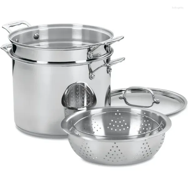 Set di pentole Cuisinart Set da 4 pezzi 12 quarti Chef's Classic in acciaio inossidabile per pasta/vapore 77-412P1