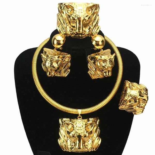 Collana di orecchini Set di vendita grande pendente leggero audace banchetto di nozze da donna gioielli italiani placcati in oro FHK17198