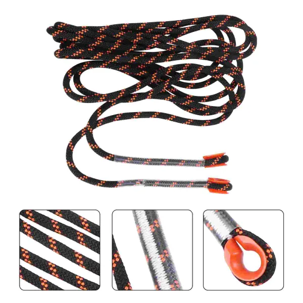 Acessórios 1pc de 8mm de espessura em árvore de trepadeira de esteira de estilingue Rappelling Rappelling Rope para externo (preto e laranja, 5 metros)