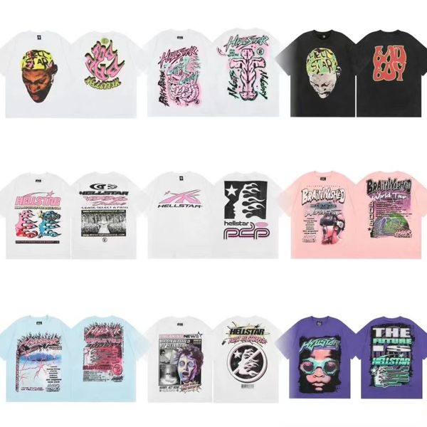 Designer camiseta homens mulheres hellstar camisa rosa preto gráfico tee solto rapper lavado tops unisex manga curta streetwear hip hop camisetas hell star roupas