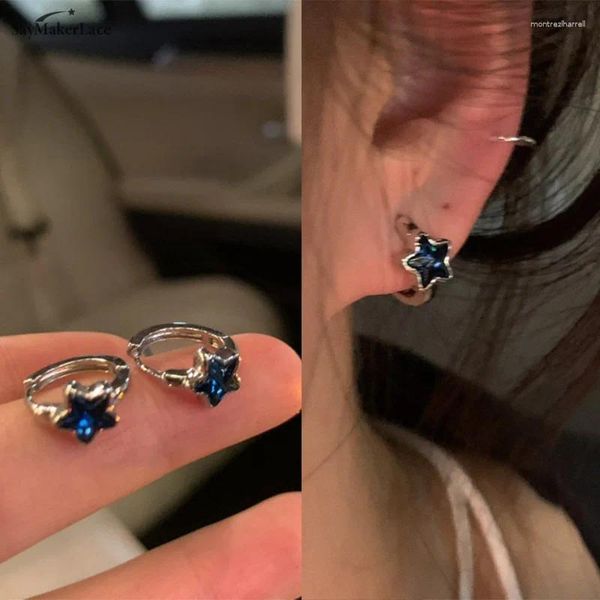 Серьги-кольца 1 пара Y2K Модные милые милые синие звезды для женщин и девочек Простые модные винтажные эстетические украшения в подарок