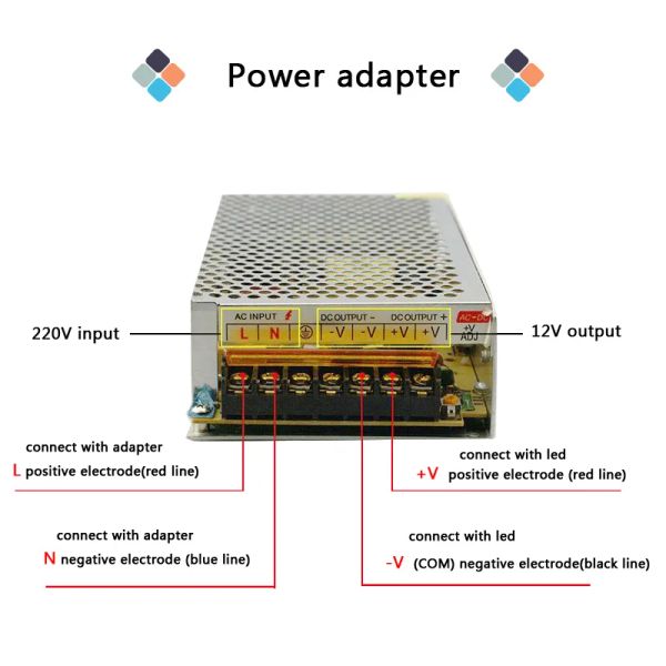 Güç kaynağı transformatörlerinin anahtarlama AC 220V ila DC 12V Kaynak Adaptör LED Şeridi için SMPS
